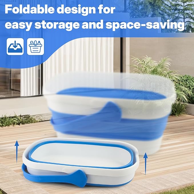 Window Cleaning Kit with Collapsible Bucket 3 Gallon, 14" Window Squeegee and 15" Scrubber with 61" Long Handle, Professional Window Washing Kit Cleaner Tool for Home Outdoor Office Commercial Use
