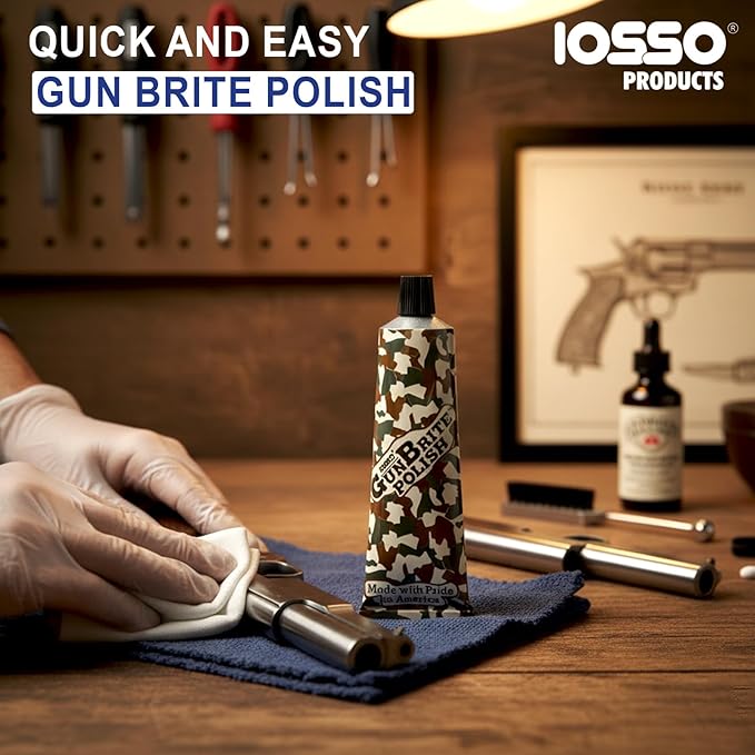 Iosso GunBrite Polish 10202 – Rust Remover and Polishing Cleaner for Guns & Metal – Safe for Stainless Steel, Bluing, Chrome, Nickel – Protective Gun Care Accessory 2 oz Tube – Made in USA