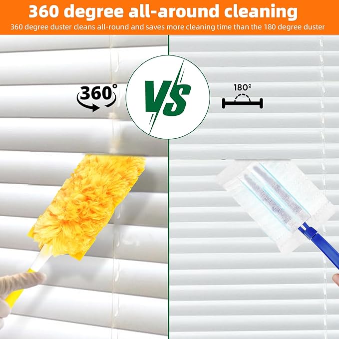 30 Pack 360 Dusters Refills for Swiffer® Dusters, Unscented Heavy Duty Duster Kit Disposable Dusters Refills with 1 Handle for Cleaning Furniture, Blinds, Ceiling Fans