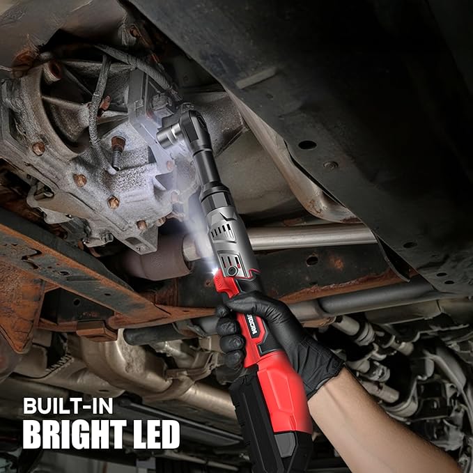 3/8" Cordless Ratchet Wrench for Milwaukee 18V Battery(Tool Only),75FT-LBS(102N.m) Extended Electric Ratchet Wrench with Variable Speed, LED Light, 1/4"&1/2" Adapter,3" Extension Bar