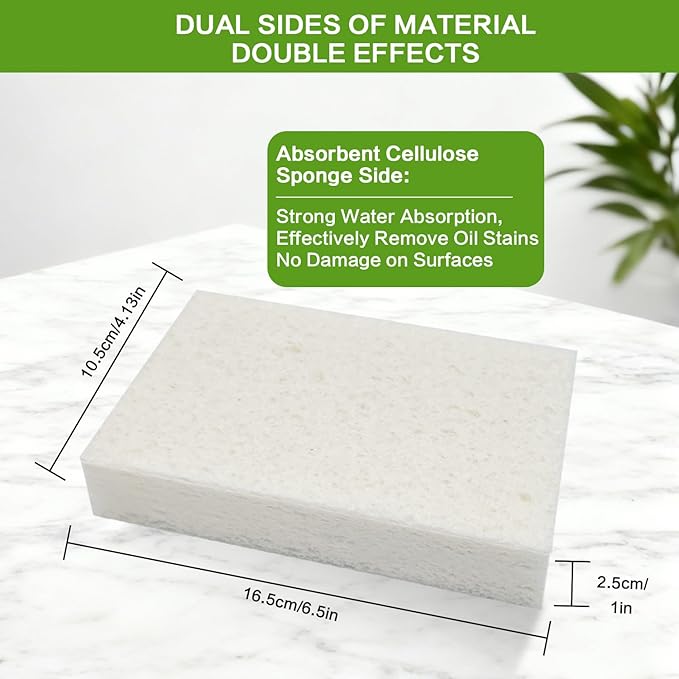 Scratch Scrub Sponge, 6 Kitchen Sponges for Cleaning Around the Home, Bathroom & More, Large Size Scratch-Free Dish Scrubber, Best for Nonstick Pots and Pans (4" x 6" x 1"), Avocado