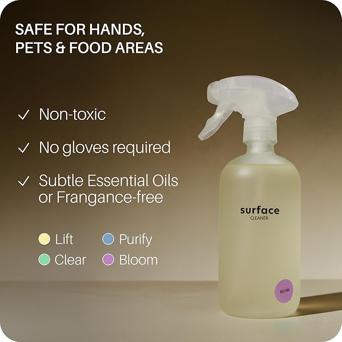 Everneat Probiotic Surface Cleaner Concentrate – Cleans for Days, Refillable, Non-Toxic | Glass Spray Bottle | Lavender, Clary Sage, Copaiba & Orange | 1 oz (Just Add Water)
