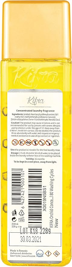 KIFRA ORCHID Concentrated Laundry Fragrance 6.76 Fl Oz 200ml 80 Washing Cycles