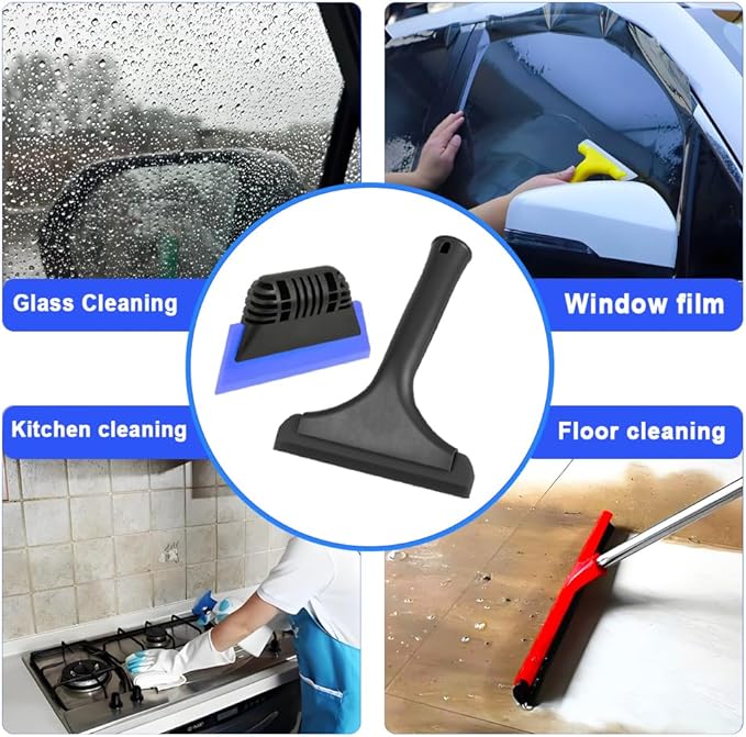 Window Tint Tool All-Purpose 6" Silicone Cleaning Squeegee 5 inch Handy Small Rubber Window Squeegee Auto Water Blade for Car Windshield, Window, Mirror, Glass Door,Shower (Black and Blue)