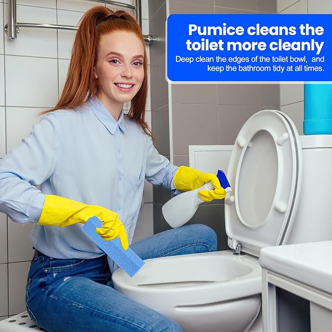 6 Pack Pumice Stone Toilet Bowl Cleaner, Pumice Stone for Cleaning, Powerfully Cleans Toilets, Bathtubs, Grills, Swimming Pools, Sinks (Blue)