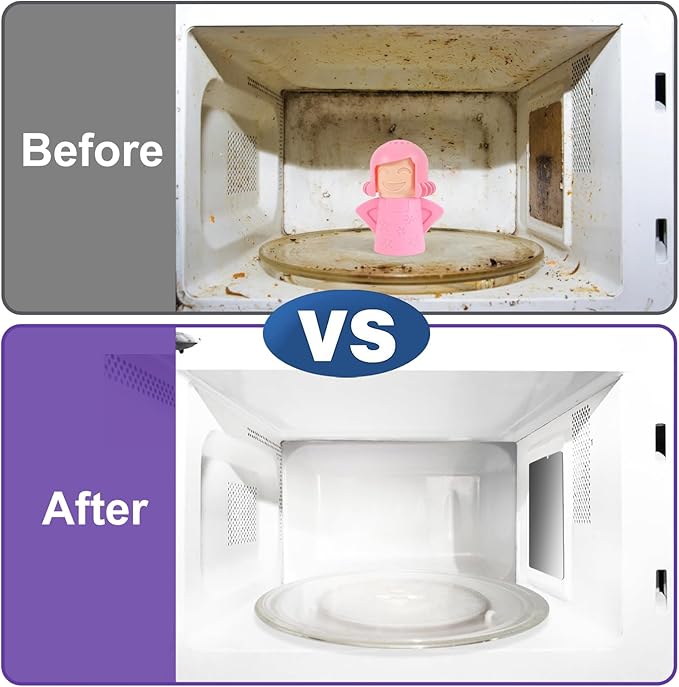Asltw Happy or Angry Mom Microwave Cleaner, Microwave Oven Steam Cleaner, Just Add Vinegar and Water, Easily Cleans the Crud in Minutes (Pink)