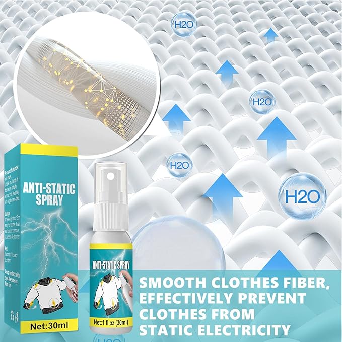 Anti-Static Spray, 30 ml Anti-Static Spray Multifunctional Anti-Static Spray for Garment Furniture, Static Remover for Clothes, Portable Anti-Static Spray for Removing Static Impacts, Anti-Static