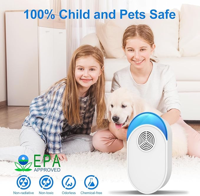 Upgraded Ultrasonic Repeller, Indoor Ultrasonic Repellent for Roach, Rodent, Mouse, Bugs, Ant, Mosquito, Mice, Spider, Electronic Plug in Pest Control (8)