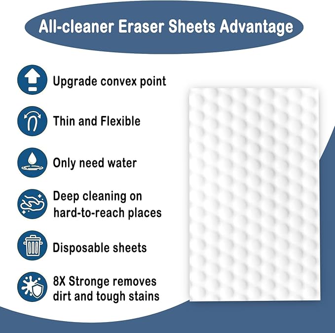 Melamine Foam Scrub Pads (30 Sheets) - Upgraded Convex Design for Stove, Tile & Bathtub | Non-Scratch & Chemical-Free Cleaning Sponge