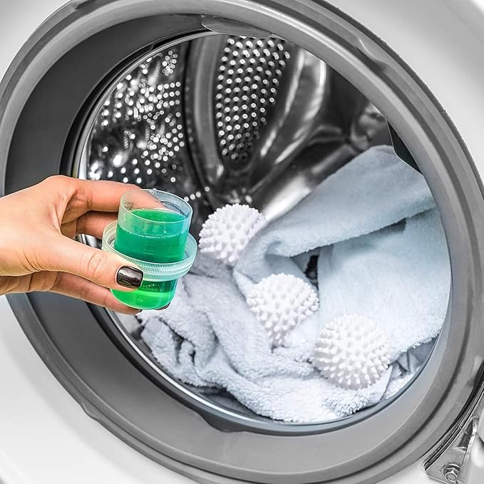 Dryer Balls for Laundry, 6 PCS Non-Toxic Reduces Drying Time & Static Washing Balls Reusable Dryer Balls Prevents Tangles Pet Fur Remover for Laundry Bedding Clothes