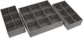 Household Essentials 3 Piece Drawer Organizers Starter Set, Customizable Inserts, Large Tray and 2 Small Trays, Silver