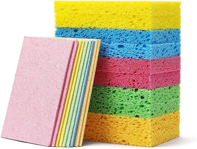 24 - Pack Non-Scratch Scrub Sponges - Sponges for Dishes and Washing Dishes, Cleaning Sponges for Kitchen Home and More（Blue）
