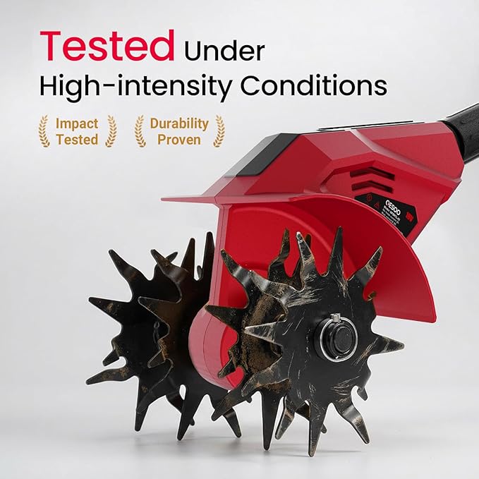 Brushless Cordless Tiller Cultivator Compatible with Milwaukee 18V Battery(Tool Only), 800W Electric Power Tiller for Gardening, Battery Powered Garden Cultivator Portable Rototiller for Lawn