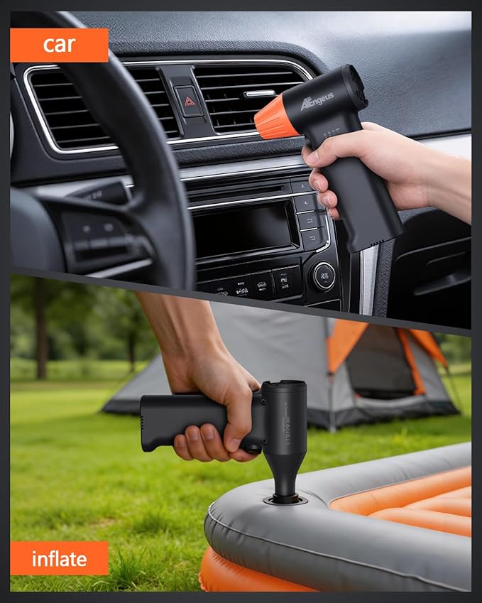 ATEngeus HF600-Pro Compressed Air Duster, 130000RPM Super Power Cordless Electric Air Duster, Rechargeable Handheld Air Blower for PC, Keyboard, Devices, Car, House Cleaning, Car Snow Blower, 3 Gear