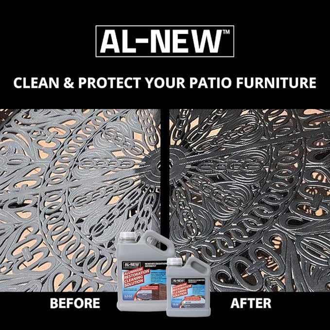 AL-NEW Aluminum Restoration Cleaning Solution Kit | Clean & Restore Patio Furniture, Stainless Steel, & Other Household Metal Surfaces (16 oz. Kit)
