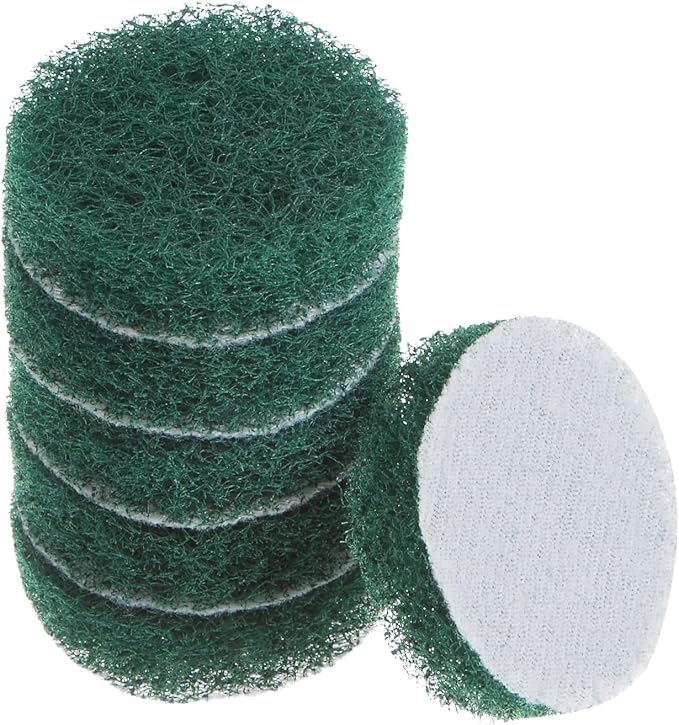 HARFINGTON 6pcs Drill Power Brush 2 inch Tile Scrubber Scouring Pads 180-240 Grit for Bathroom Kitchen Household Cleaning