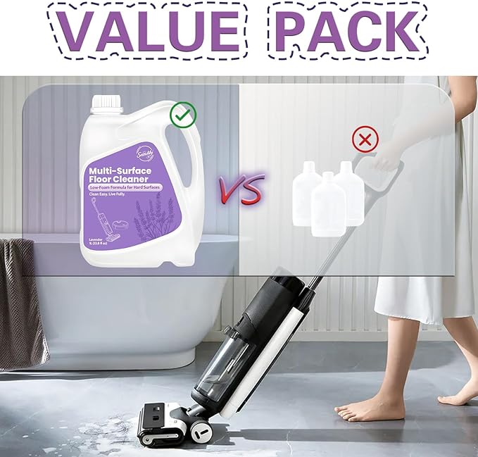 Snowlily 33.8 FL OZ Floor Cleaning Solution Compatible with Robot Vacuum, Residue & Streak Free, Low Foam Floor Cleaner for Mopping, for All Robot Vacuum Mops & Wet Dry Vacuum Cleaners, Lavender