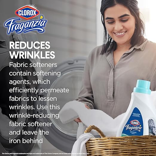 Clorox Fraganzia Liquid Laundry Fabric Softener, Ocean Scent - Laundry Odor Eliminator, Wrinkle Reducer and Static Reducer, 40 Fl Oz - 6 Pack