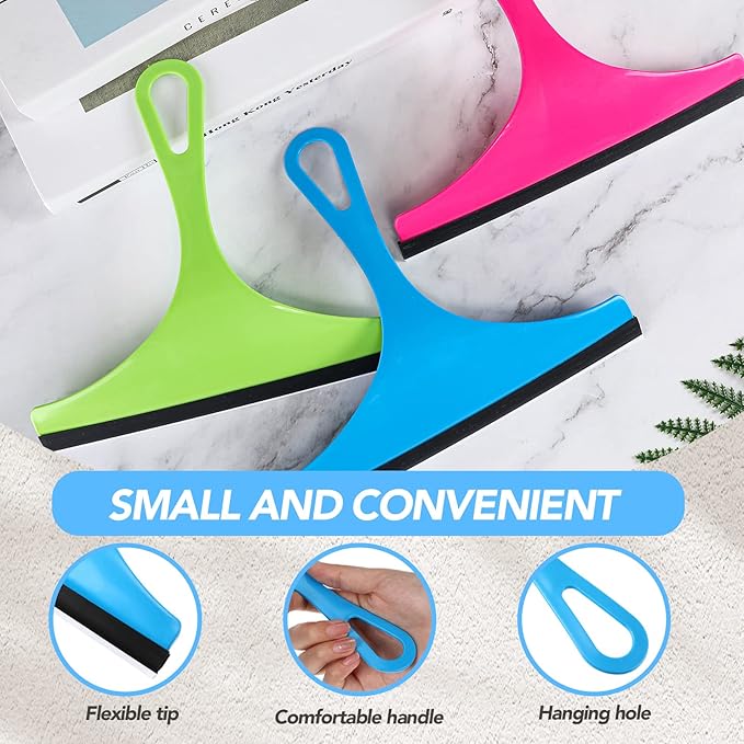 Yinder 21 Pcs Small Squeegee for Shower Glass Door 8.7" Silicone Shower Glass Window Cleaner Bathroom Squeegee for Car Windshield Window Mirror Art Class Group Craft(Candy Color)