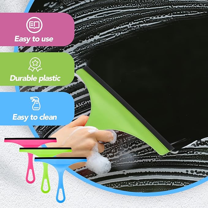 Yinder 21 Pcs Small Squeegee for Shower Glass Door 8.7" Silicone Shower Glass Window Cleaner Bathroom Squeegee for Car Windshield Window Mirror Art Class Group Craft(Candy Color)
