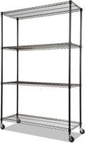 Alera ALE Complete Wire Shelving Unit w/Caster, Four-Shelf, 48 x 18 x 72, Black