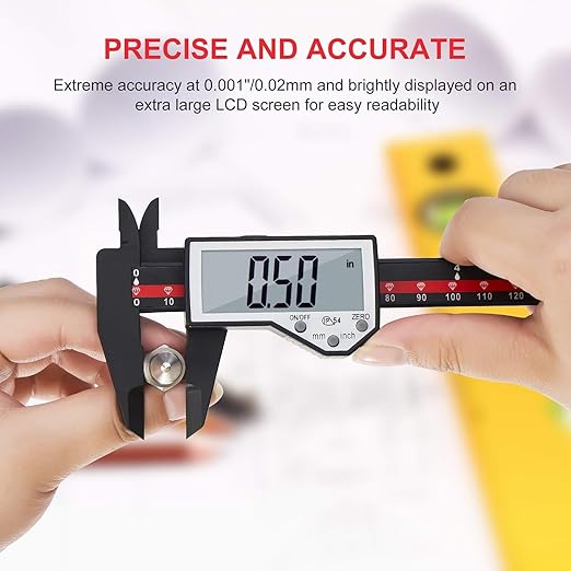 Digital Caliper, 0-6" Electronic Caliper Auto - Off Feature with Large LCD Screen Vernier Caliper Conversion Measuring Tool for Length Depth Inner Outer Diameter Measuring