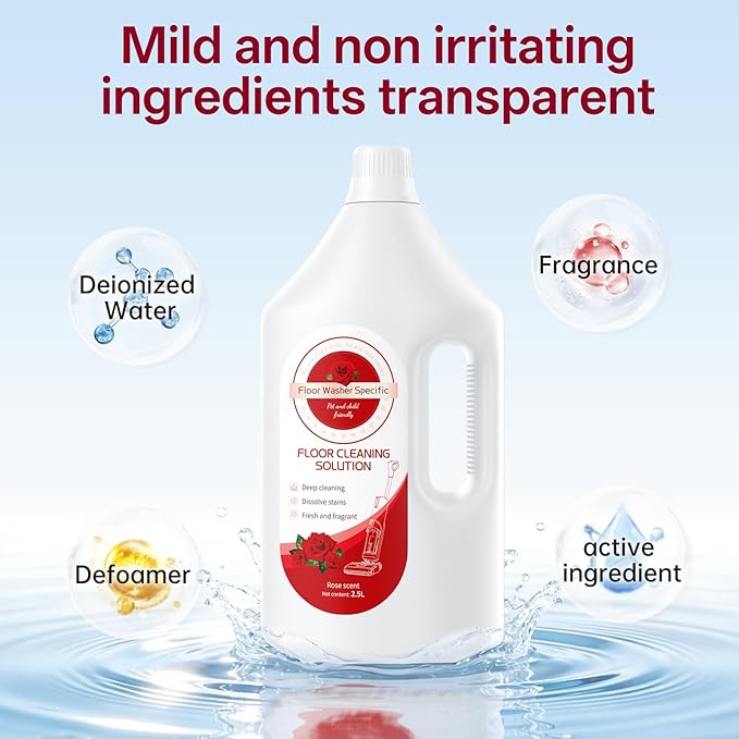 Floor Cleaning Solution Compatible With Tineco/Bissell/Dreame And Shark, Fragrance Deodorization, Deep Cleans for Multiple Hard Floors, Suitable With Cordless Wet/Dry (【Rose】, 2.51 Liter)