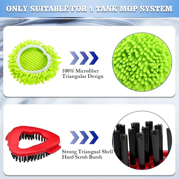 6 Pack Spin Mop Replacements Head Compatible for Oceda EasyWring 1-Tank System,Microfiber Spin Mop Refills Head,1 Mop Scrub Brush + 1 Mop Base + 4 Pack Cleaning Floor Mop Head（Green)