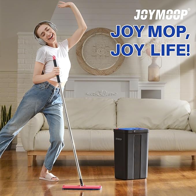 JOYMOOP 13-inch Flat Mop Head with Microfiber Mop Pad Replacement - Black & Red, 1 Pack