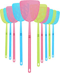 Boao 10 Pcs Fly Swatter Bulk Plastic Colorful Strong Flexible Manual Fly Swat Set Long Handle Durable Bug Swatter for Indoor and Outdoor