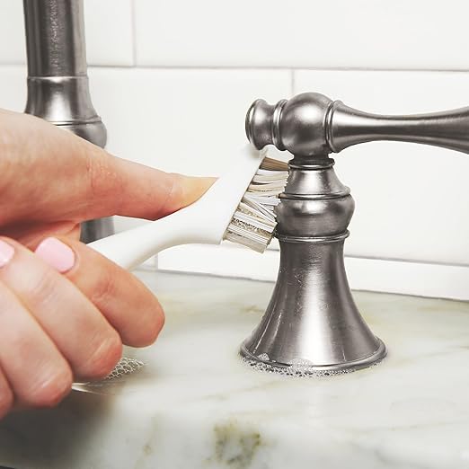 Full Circle Micro Manager, Deep Cleaning Brush for Crevices, Shower, & Grout, Tough Bristles, Sustainable Bamboo Handle, White