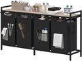 Heybly Laundry Hampers, 4 × 15Gal (228 L) Laundry Basket with Large Desktop Sorter for Laundry Room organization, Bathroom and Dorm Laundry Bags on Storage Shelf, Greige HLH004SG