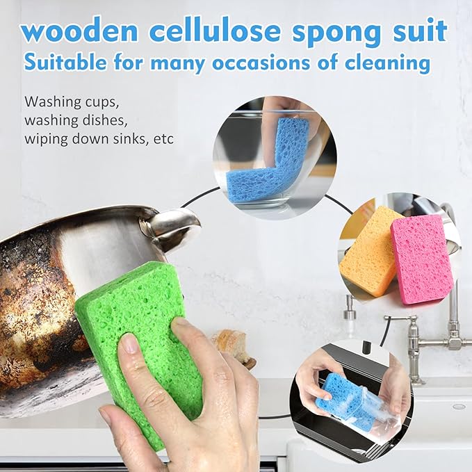 12 - Pack Non-Scratch Scrub Sponges - Sponges for Dishes and Washing Dishes, Cleaning Sponges for Kitchen Home and More（Multicolor）