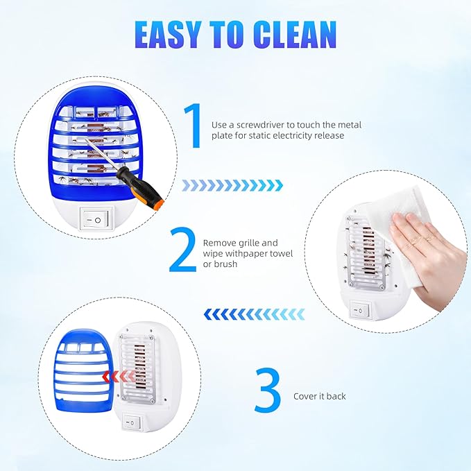 Indoor Bug Zapper Plug in Electronic Mosquito Zapper Fly Zapper Lamp for Bug Insect Trap for Home, Bedroom, Living Room, Office Indoor Use, Pack of 6, Blue ﻿