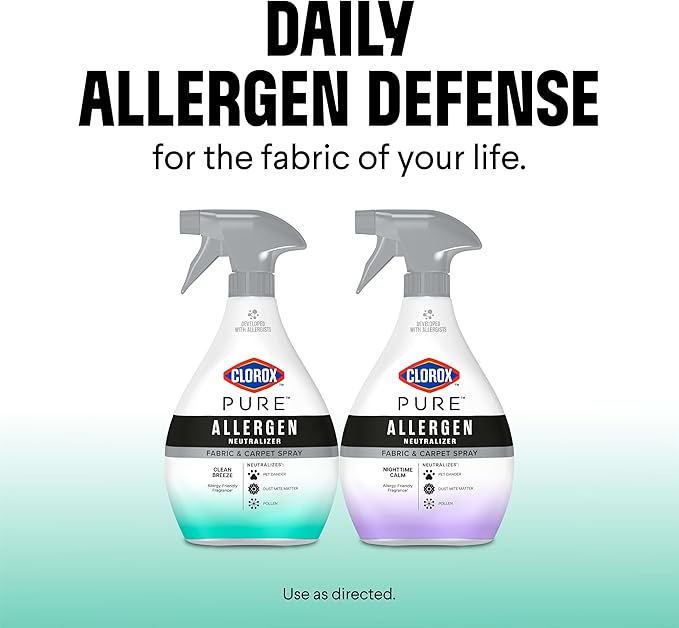 Clorox PURE Allergen Neutralizer Fabric and Carpet Spray, Clean Breeze, 26 Fluid Ounces (Pack of 2)