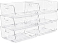 Sorbus Stackable Storage Bins Open Front, Clear Stackable Storage Bins, Pantry Bins for Storage and Organization, Acrylic Stackable Bins for Kitchen, Clear Pantry Organizer Bins (Large 6 Pack)