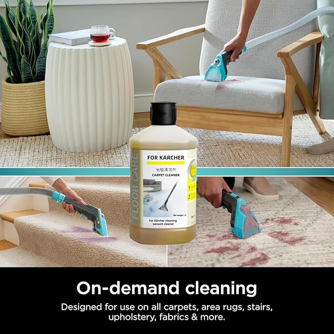 RM519 Sofa, Bed Sheet, Curtain, Fabric, 1L Carpet Cleaner. Compatible With Kärcher Puzzi 8/1, 10/1 SE BRC Series. All Upright And Compact Deep Carpet Cleaners(2 PCS)