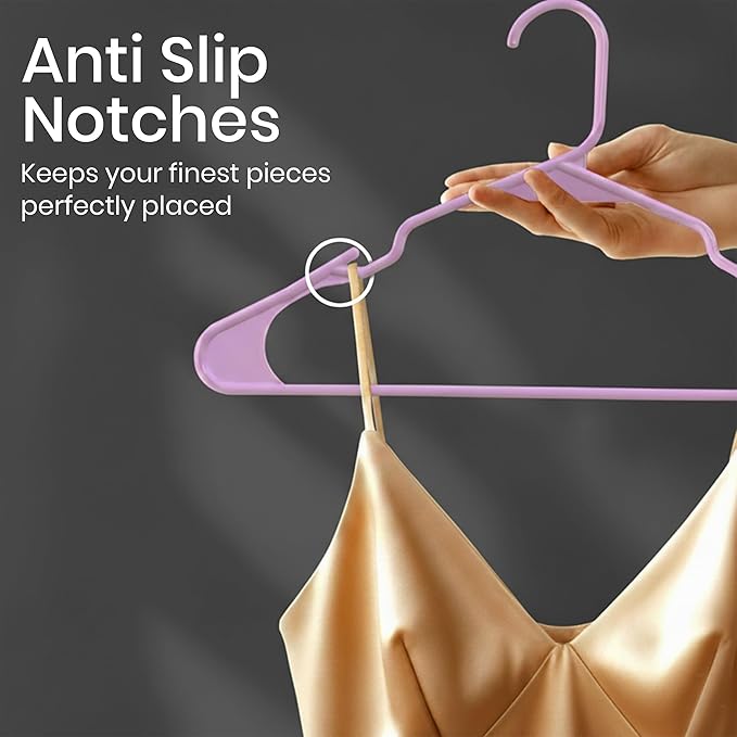 Utopia Home Plastic Hangers 50 Pack - Perfect Space Saving Clothes Hanger - Durable and Strong - Perfect Closet Organizers with Shoulder Grooves (Pink)