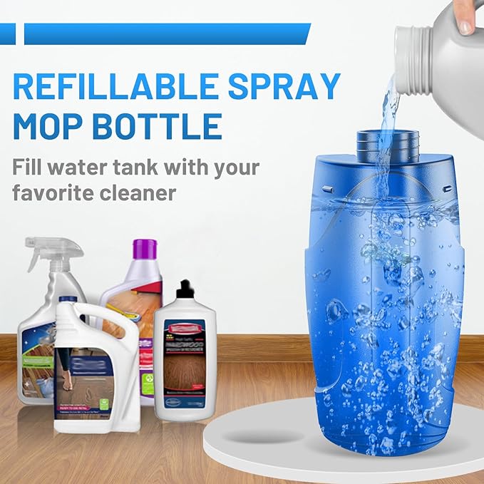 Microfiber Hardwood Floor Mop - Wet Dry Spray Mop with 4 Washable Pads for Tile Wood Laminate Vinyl Marble Home Kitchen - 500+ ML Refillable Bottle Dark Blue