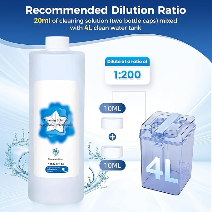 1L Floor Cleaner,Compatible with ECOVACS DEEBOT T30S COMBO / T30S / X2 COMBO / X2 OMNI / T20 OMNI / X1 OMNI / X1 TURBO / T10 OMNI / X9 Pro OMNI,Deep Cleans for Multiple Hard Floors.(2 bottle)