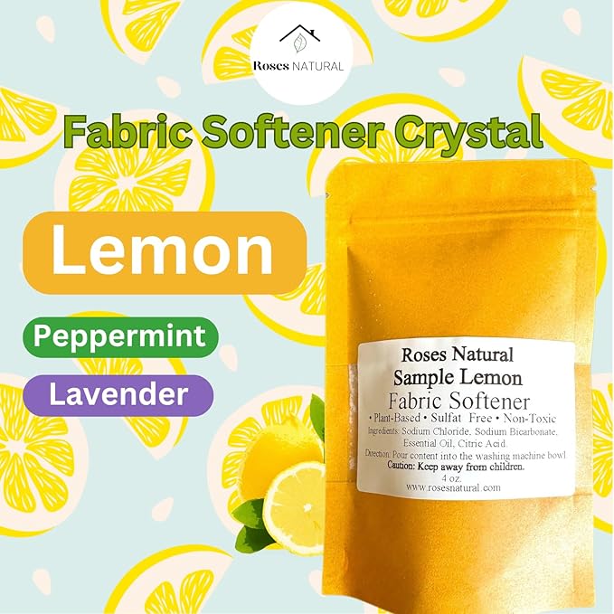 Fabric Softener Crystals, Freshens and Softens Fabrics, 3 Pleasant Scent (Lemon, 4 oz Sample)
