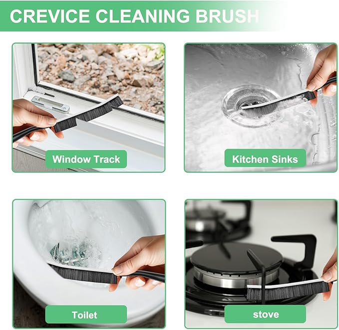 Crevice Cleaning Brush,Hard Bristle Grout Scrub Brushes Tool,Straw Cleaner Brush,Multifunctional Gap Cleaning Supplies Home Essentials for Household Use,Kitchen,Window,Bathroom,Corners(12PCS)