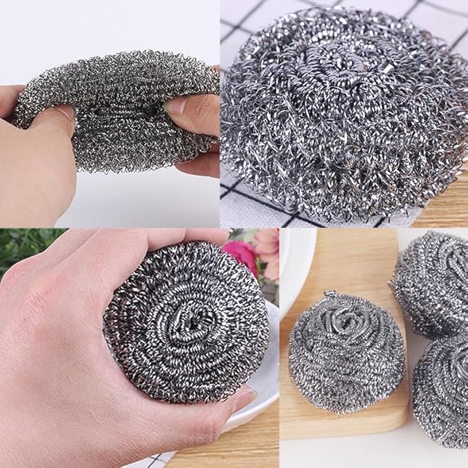 12Pcs Stainless Steel Cleaning Ball for Cleaning Dishes, Pans, Pots, Ovens, Grills, Sinks - Stainless Steel Wire Ball Kitchen