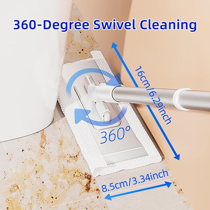 Snap Grip Mini Mop Touch Free Press Grip Removable Polvo Mini Lazy Dust Mop and Sweeping Mop for Wet and Dry Disposable Pads, Multi-Surface Floor Cleaning (5 Sheets Included)