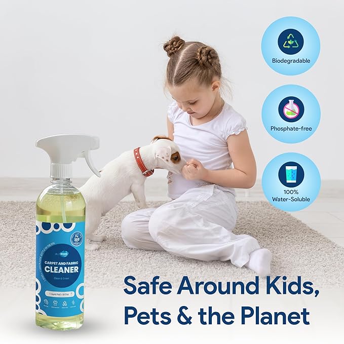stain remover spray – Spot Cleaner for Carpet, Upholstery, Rugs & Fabric | Pet Stain & Odor Remover | Just Add Water Starter Kit with Refillable Bottle & Concentrated Pod 33 fl oz