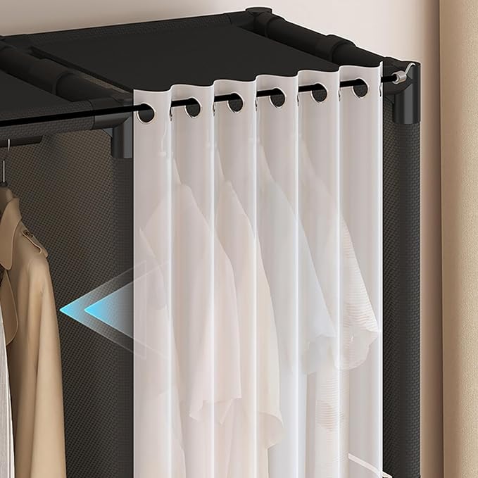Portable Closet,Portable Closets for Hanging Clothes,Japanese Style Wardrobe with 1 Hanging Rods,2 Storage Shelves,27.5" L x 17.7" W x 65.1" H,White
