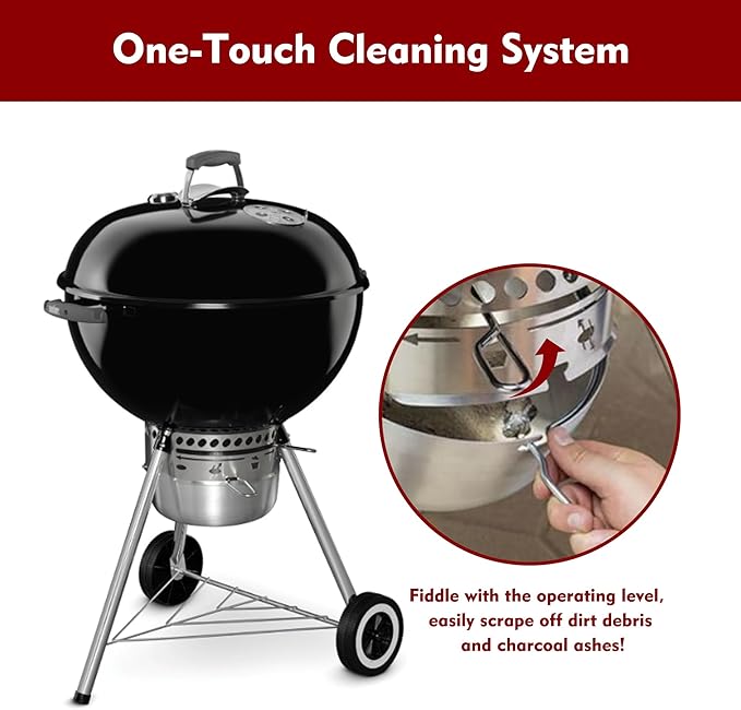 22-1/2-Inch One-Touch Cleaning System Kit for W eber Grill Parts, 7444 Grill Parts for 22" Master-Touch, Performer, Original Kettle Series Charcoal Grills, Thicker, Sturdy, Heat Resistant, Silver