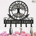 Personalized Tree of Life Key Holder for Wall Custom Key Rack with Hooks Key Hanger for Entryway Family Name Wall Decor Gift for Home