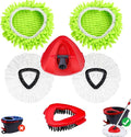 Wa.IE JiemiMicrofiber Spin Mop Refills Head Compatible for EasyWring 1-Tank System (6-Pack Set: Includes 1 Mop Scrub Brush + 1 Mop Base + 4 Pack Cleaning Floor Mop Head)