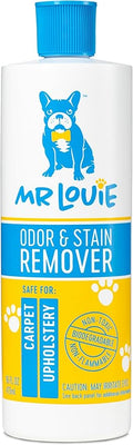 MR LOUIE Stain & Odor Remover for Carpet & Upholstery - Precision Pour No-Spray Cleaner Tough on Dog & Cat Urine, Vomit & Kid Stains - Safe for Kids & Pets (16oz)